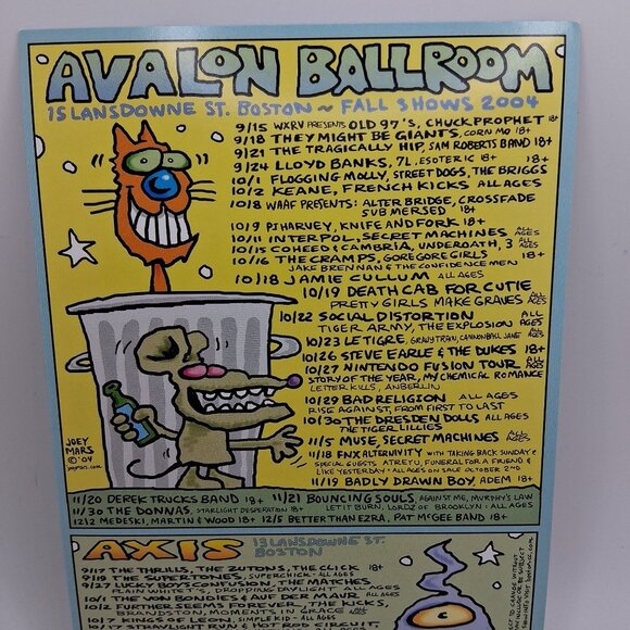 Joey Mars 2004 Signed Avalon Ballroom Card BOSTON Paradise Rock Club Shows - Picture 4 of 4